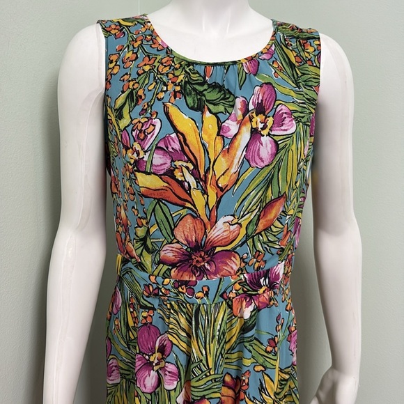 Talbots Hawaiian Tropical Floral Sleeveless Maxi Dress Size 6 - Picture 2 of 9